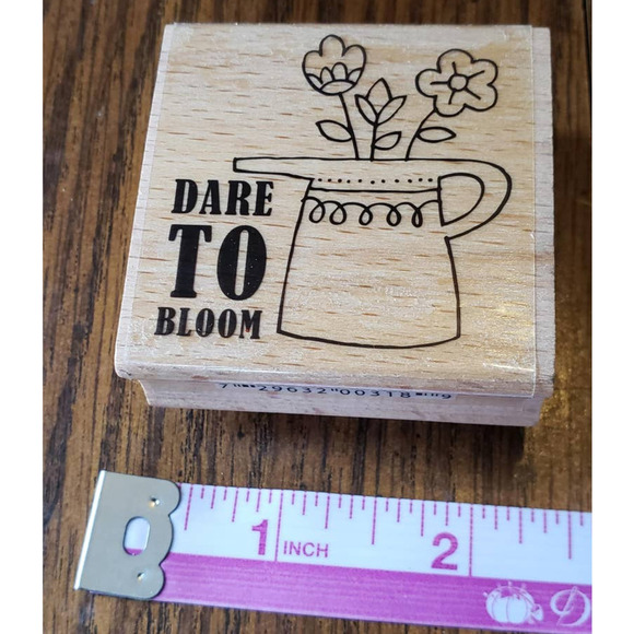 Lynette Anderson Taylor Studio G Dare To Bloom Flowers in a Pot Rubber Stamp - Picture 2 of 8